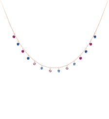 Collier CONFETTI VENISE - Saphirs roses, bleus et rubis, poids total 1,80ct approx. - Or rose 750‰ La Brune & La Blonde