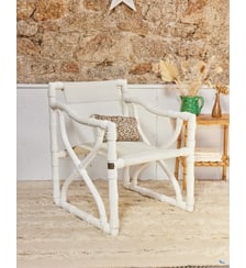 Fauteuil en bambou blanc Jakob N°1286- Produit chiné Debongout