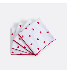 Lot de 4 serviettes de table en coton, imprimé coeurs La Redoute Interieurs