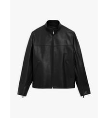 blouson zippé en cuir noir Agnès b.