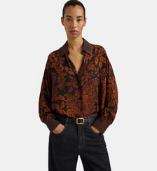 GLEYA BOXY SHIRT IN PRINTED VISCOSE - BLACK/TERRACOTTA Momonì