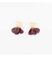 Boucles d'oreilles pendantes pétales bordeaux Balaboosté