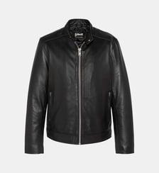 Blouson motard noir, cuir d'agneau Schott