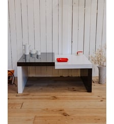 Table basse en bois noir et blanc Donna N°983- Produit chiné Debongout