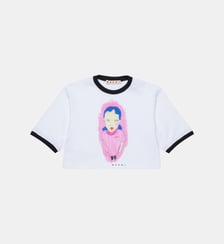 T-shirt à imprimé graphique avec liserés contrastants Marni