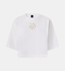 T-shirt cropped à broderie love birds Pinko