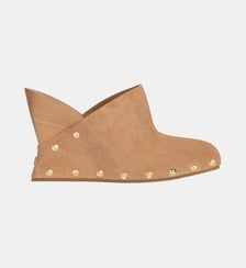 Sabots Wedge en bois et cuir suédé Balmain
