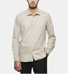 Chemise en flanelle beige coupe cintrée Atelier Privé
