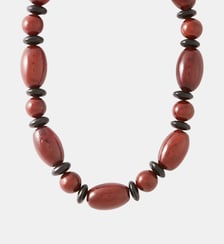 Collier de perles en résine bordeaux et noir Balaboosté