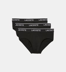 Lot de 3 slips coton uni siglés Lacoste