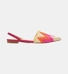 Ballerines ouvertes en raphia tressé et cuir nappa BERTA Castaner