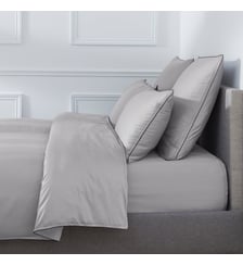 Housse De Couette Pure White Satin Lavé Midnight Blue Finition Black Drouault