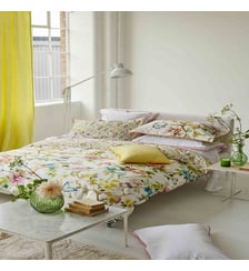 Housse de couette imprimée en percale de coton, FIORE D'ACQUA PEONY Designers Guild