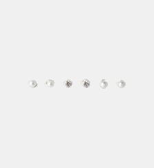 Set 3 paires de puces d'oreilles boules perle et zircon - argent 925 Balaboosté