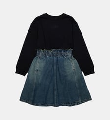 Robe en molleton et denim avec logo MM6 Maison Margiela