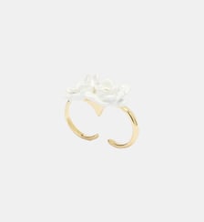 Bague ajustable deux doigts fleurs blanches Les Néréides