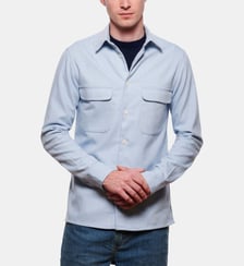 Surchemise laine melange ciel coupe droite Atelier Privé