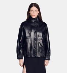 Blouson oversize en cuir Sandro