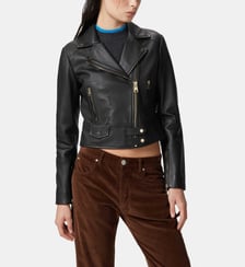 Blouson de motard en cuir nappa Pinko