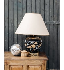 Lampe en céramique au motif floral Suzanne N°599- Produit chiné Debongout