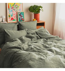 Housse de couette en lin lavé, RÊVE DE LIN Blanc Cerise
