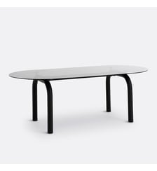 Table à manger, ovale, en verre fumé et métal acier, 6 à 8 couverts La Redoute Interieurs
