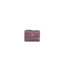Petit portefeuille compact en cuir lisse à logo Pinko