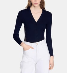 Cardigan à empiecement dentelle Sandro