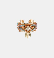 Bague réglable perles tissées et pampilles KYLIM Hipanema