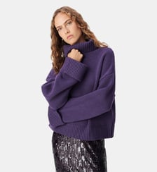 Pull tricot 100% laine maxi col roulé Ikks