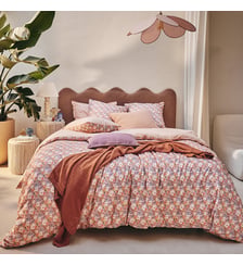 Parure de lit imprimée en percale de coton, taies carrées, LOVE STORY Essix