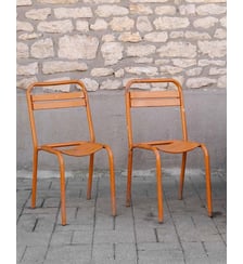 Paire de chaises Tolix en métal orange Alma N°1942- Produit chiné Debongout