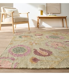 Tapis motif floral, tressé main, 80% jute La Redoute Interieurs