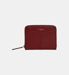 Porte-monnaie zippé avec porte cartes amovible Charlotte en cuir lisse Le Tanneur