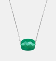 Collier, agate verte, or blanc Morganne Bello