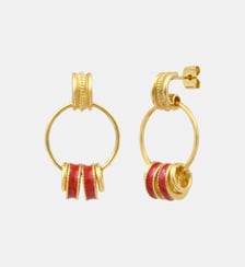 Boucles d'oreilles anneaux tiges percées   doré à l'or fin - Alicudi Satellite