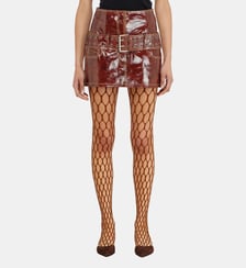 Mini-jupe en cuir verni avec ceinture Diesel