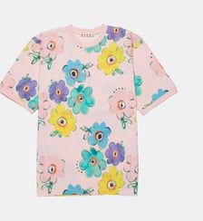 T-shirt à col rond avec motif fleuri Marni