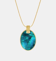 Collier pendentif nacre ovale   doré à l'or fin - Ashanti Satellite