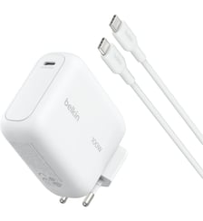 Chargeur ordinateur portable USB-C 100W GaN + cable USB-C 1.5m Blanc Belkin