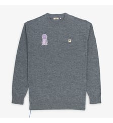 Pull col rond gris clair chiné avec badge Pilote SERGE BLANCO x TFC Serge Blanco
