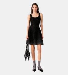 Robe courte patineuse strassée Maje