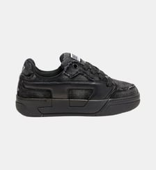 S-D-Ollie - Sneakers en denim effiloché et cuir Diesel