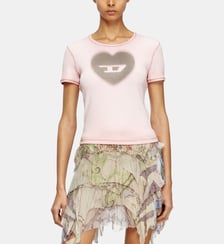 T-shirt côtelé avec cœur D effet aquarelle Diesel