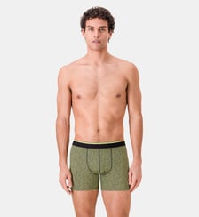 Boxer long à motif chevron jaune anis en coton Le Slip Francais