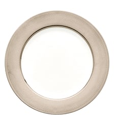 Assiette de présentation en porcelaine finition platine - GUILLOCHÉ Christofle