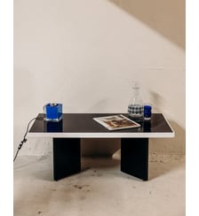 Table basse au verre fumé noir Donna N°1568- Produit chiné Debongout