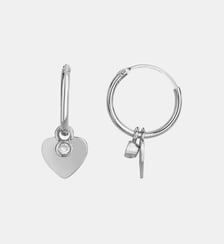 Créoles Jamais sans Toi | Médaille Coeur en Argent avec diamant blanc La Garçonne Diamant