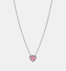 Collier Cœur Surélevé Rose Pandora