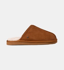Chaussons Mules en cuir et interieur ultra doux en fausse fourrure Isotoner